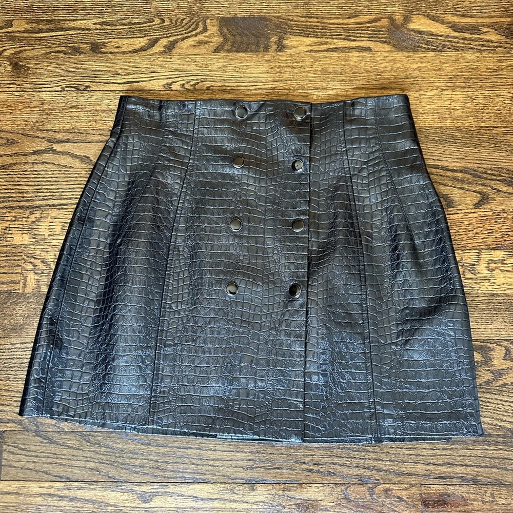 Zara Animal Texture Leather High Waisted Skirt, Size L